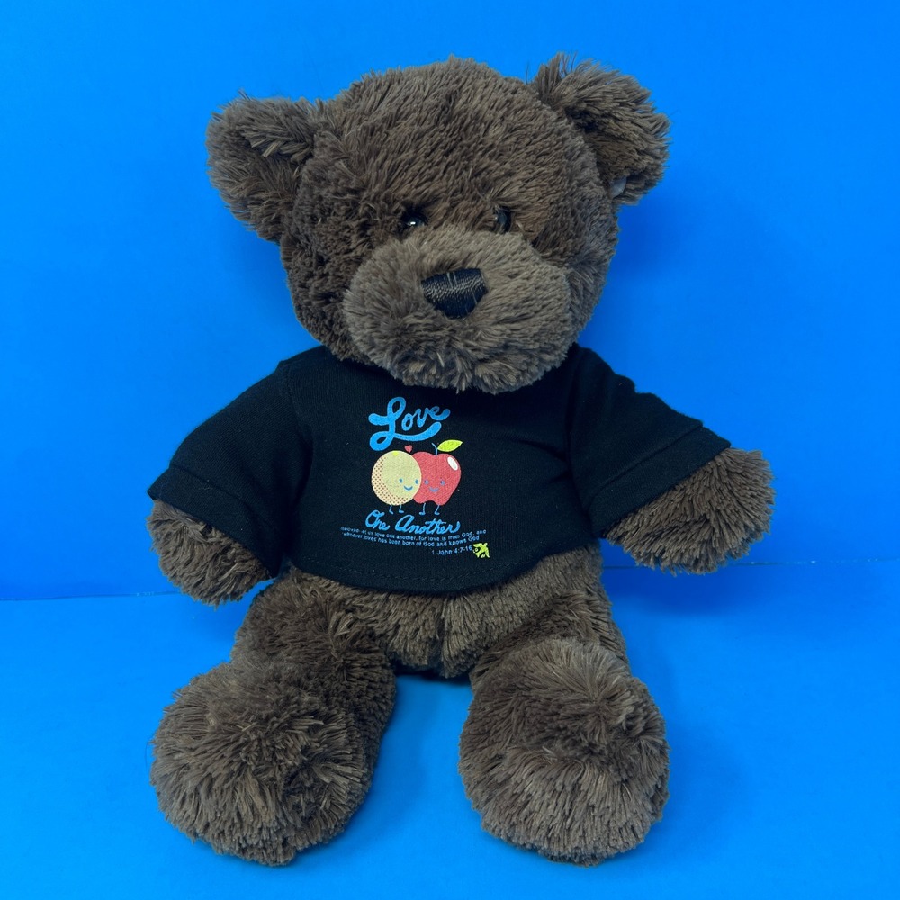 Gund Teddy Bear 12 inch Brown Love One Another Black Shirt 4033855